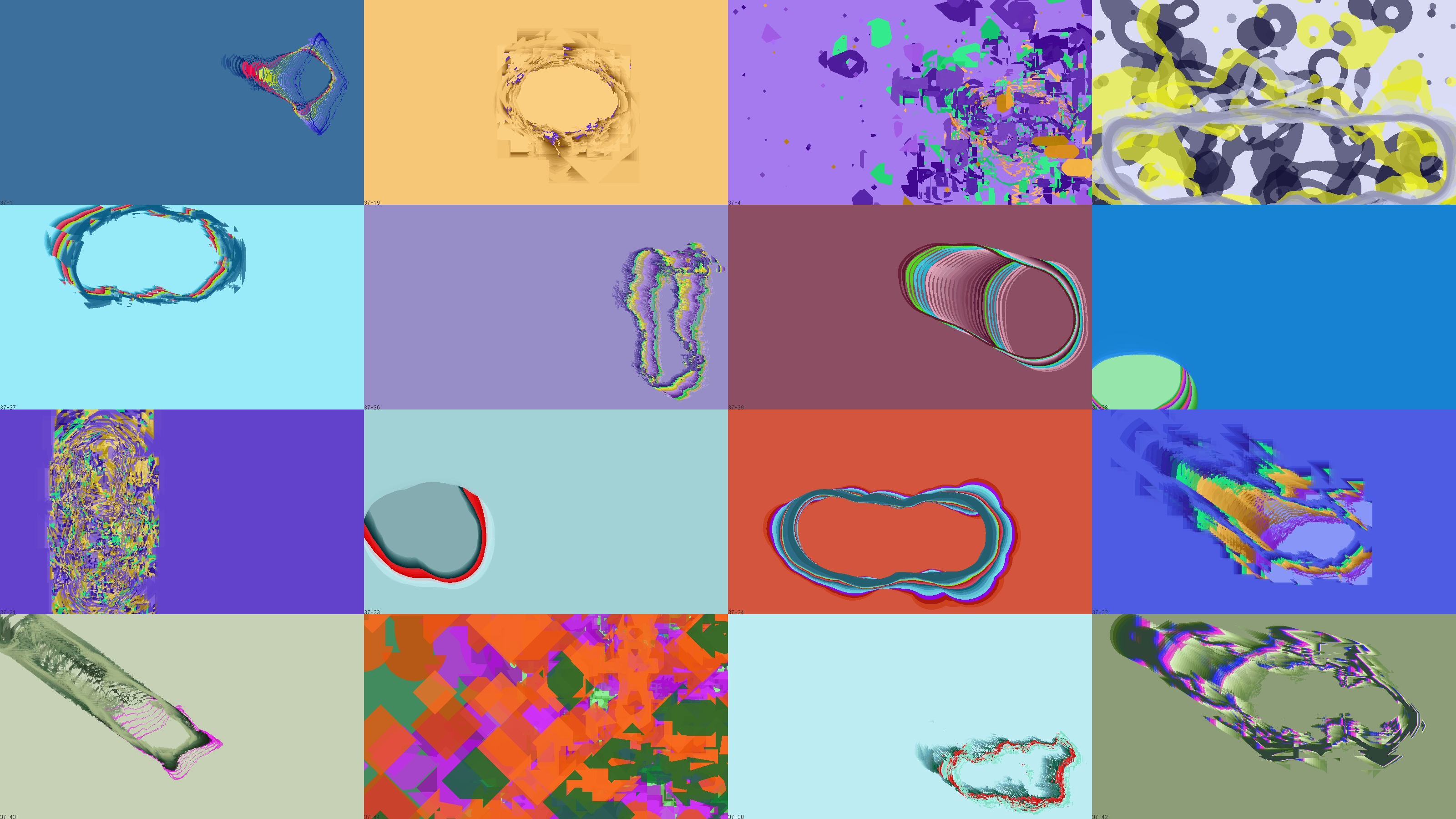 Collage of randomly generated abstract art.